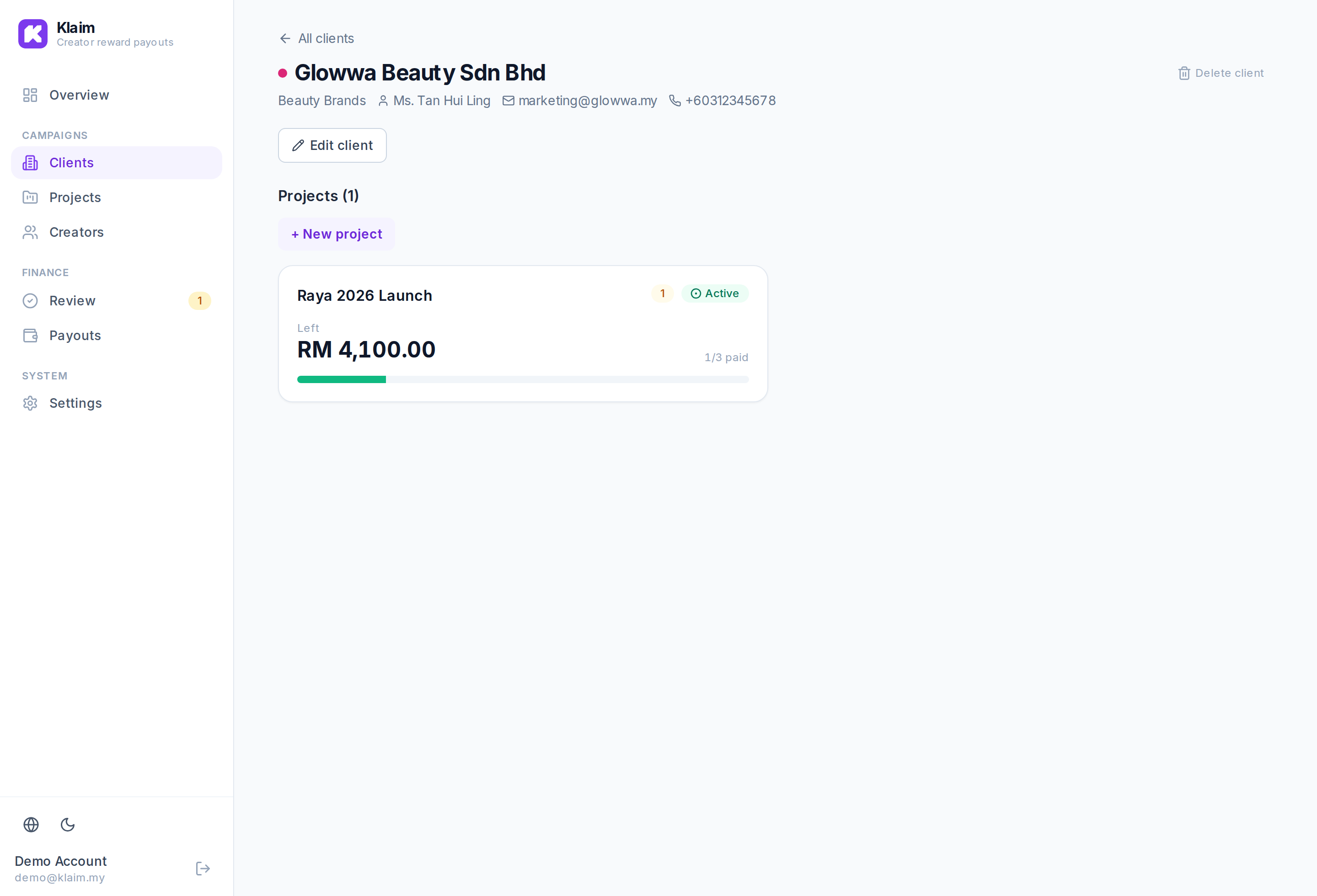 Client detail
