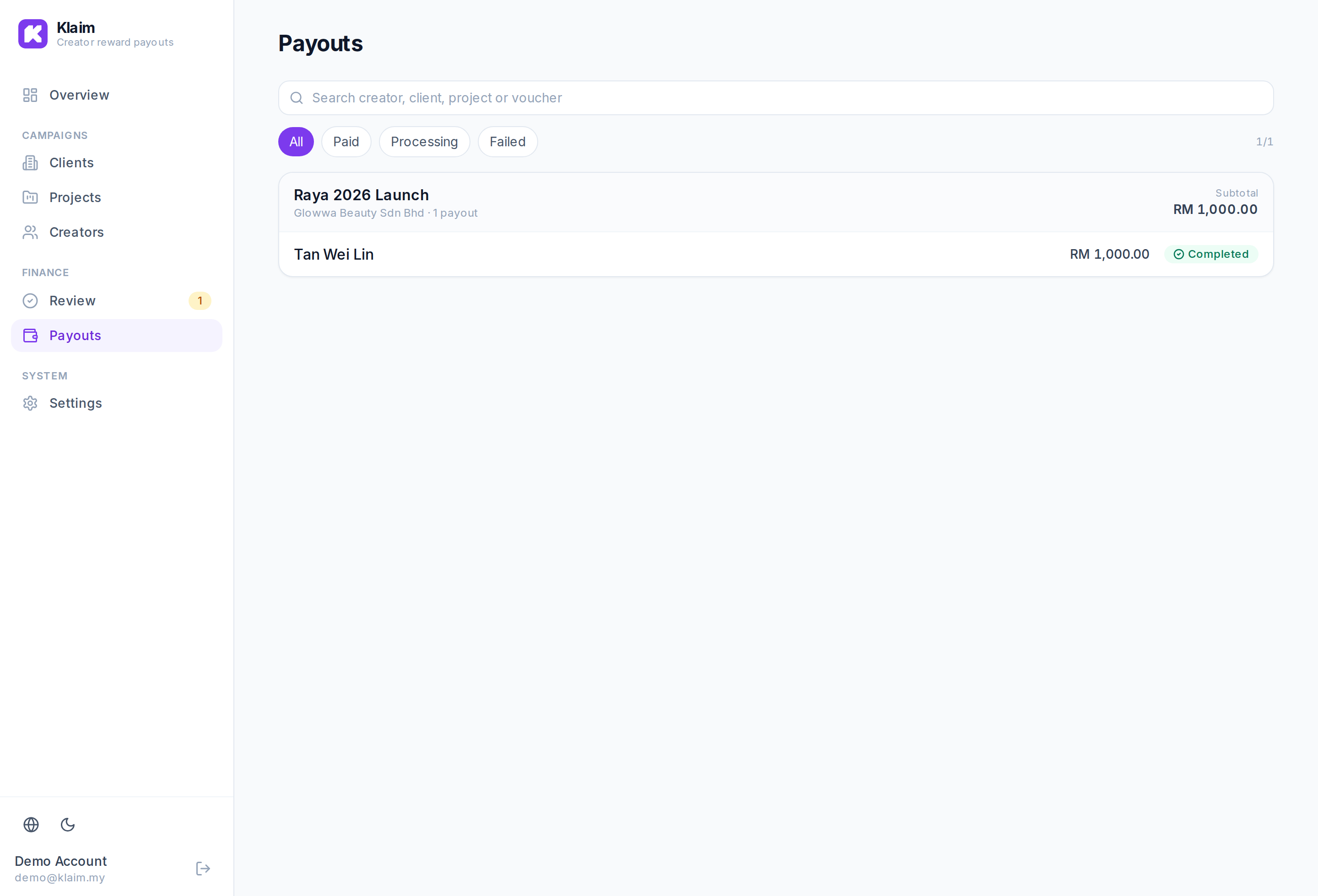 Payment records